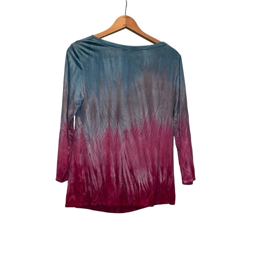 Art of Cloth S Lagenlook Art to Wear Cowl Neck Ombre 3/4 Sleeve Top - Picture 3 of 4